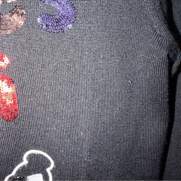 Alice and Olivia Connie Embellished Black Sweater Sequin Apres Ski Small - Picture 8 of 8